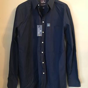 Stafford Navy blue button down men’s shirt.